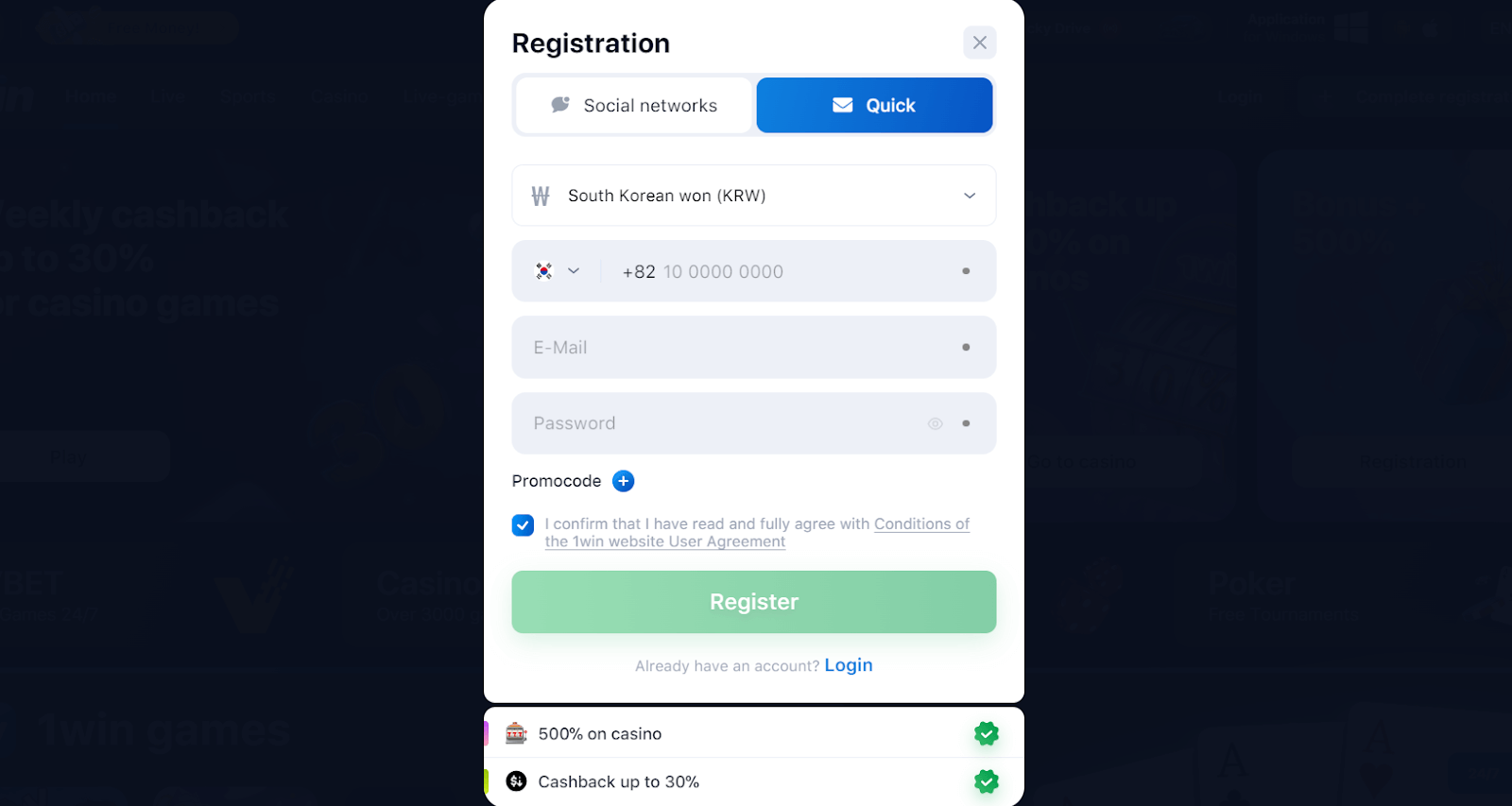 register 1win